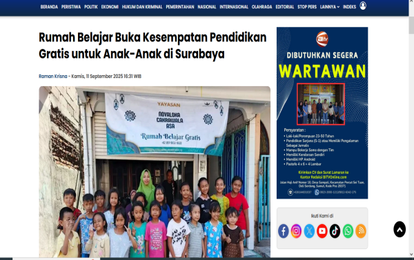Yayasan Novaloka Cakrawala Asa Diliput BTV Media